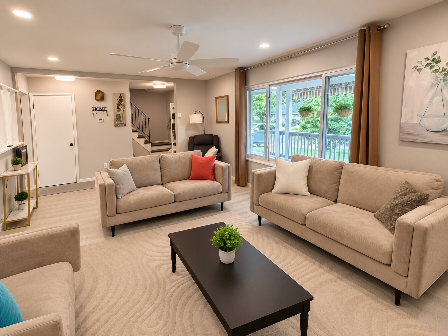 Silverleaf Retreat living room with warm neutral seating